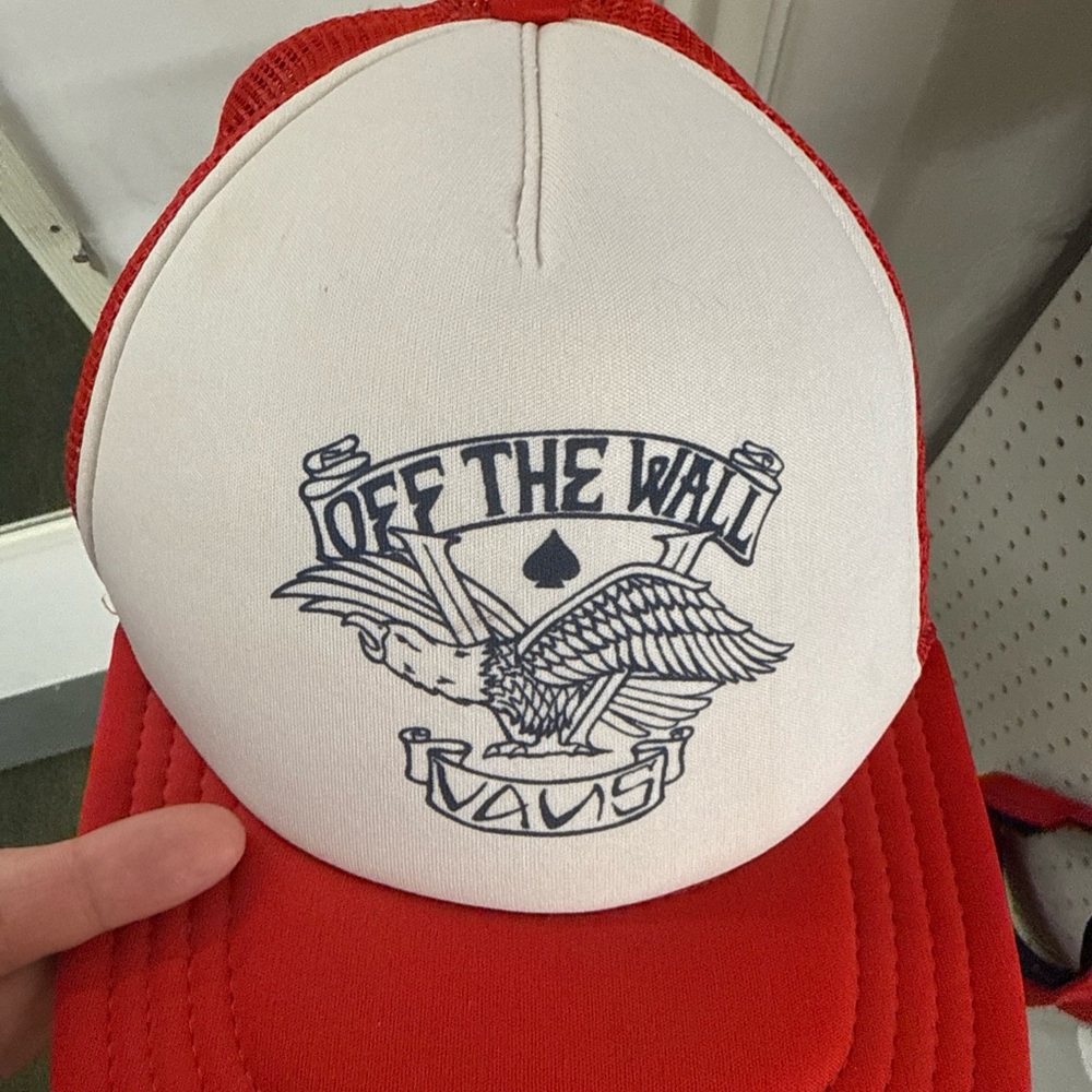 Vans Red and White Trucker Hat Vinatge